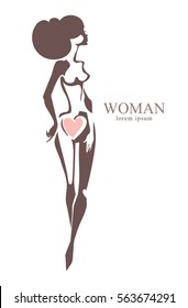 Woman. Flat vector template. Idea of the logo for a women Health, beauty salon and another.