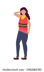 mujer con carácter de chaqueta flotante