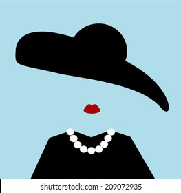 Woman With Floppy Hat And Pearls