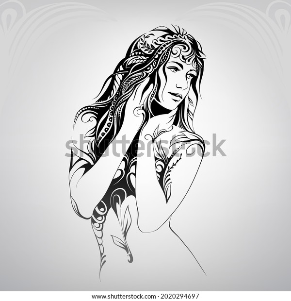 Woman Floral Ornamentvector Illustration Stock Vector (Royalty Free ...