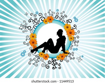 woman floral vector composition