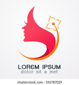Woman with flower logo Abstract design template  concept for beauty salon, massage, cosmetic and spa.-vector illustration