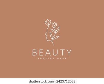 woman flower logo vector illustration. beauty salon spa logo template