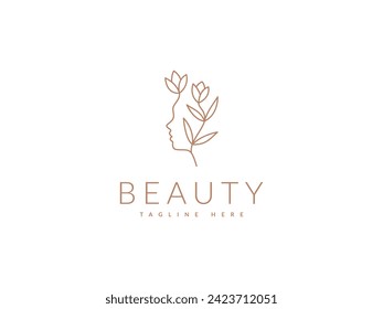 woman flower logo vector illustration. beauty salon spa logo template