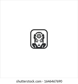 Woman Flowers logo Icon template design in Vector illustration .