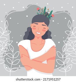 woman with flowers mental health