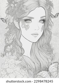 A woman with flowers on her face