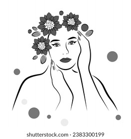 Woman with flowers on her head