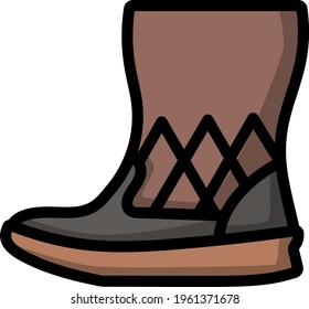 Woman Fluffy Boot Icon. Editable Bold Outline With Color Fill Design. Vector Illustration.