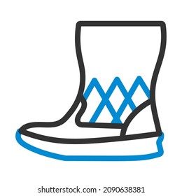 Woman Fluffy Boot Icon. Editable Bold Outline With Color Fill Design. Vector Illustration.