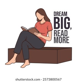 woman focused on reading interesting book. Studying, learning, self education. International literacy day