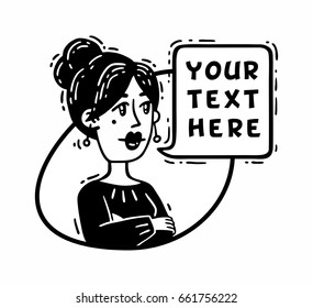 Woman folded hands says black and white comics