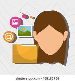 woman folder photo web vector illustration graphic