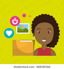 woman folder photo web vector illustration graphic