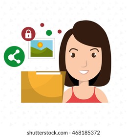 woman folder photo web vector illustration graphic