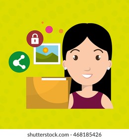 woman folder photo web vector illustration graphic