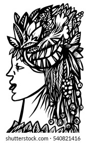 Young Woman Costume American Indian Silhouette Stock Vector (Royalty ...