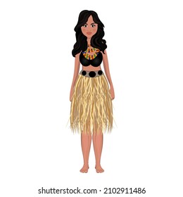 Woman in folk national Bahamian costume. Vector illustration