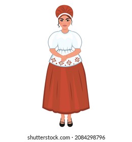 Woman in folk national Brazilian costume. Vector illustration