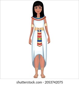 Woman in folk national egyptian costume. Vector illustration