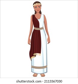 Woman in folk national Greece costume. Vector illustration