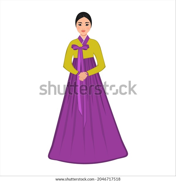 Woman Folk National Korean Costume Vector Stock Vector (Royalty Free ...