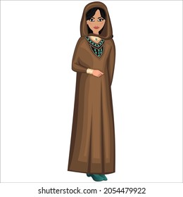 Woman in folk national Moroccan costume. Vector illustration