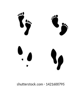 Woman foot print icon. Woman shoe footprint