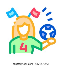Woman Football Cheerleader Icon Vector. Outline Woman Football Cheerleader Sign. Isolated Contour Symbol Illustration