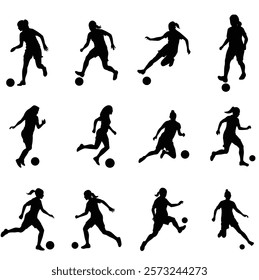 A woman football player silhouettes