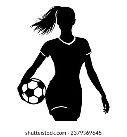 Woman footballer portrait silhouette. Vector illustration