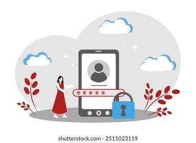 The woman forgot the password to the phone. Closed access. Login and password