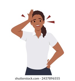 Woman forgot something with hand on her head. Flat vector illustration isolated on white background