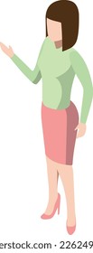 Woman in formal clothes isometric icon. Working character