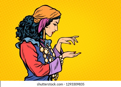 Woman Fortune Teller Gypsy. Pop Art Retro Vector Illustration Vintage Kitsch