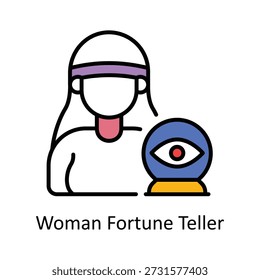 Mulher Fortune Teller Vetor preenchido Outline icons estilo Ilustração. Arquivo EPS 10