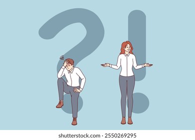 Woman found answer to question tormenting man, after much thought and reading FAQ. Concept of using instructions to find answer and solve problems, that cause stress and confusion.