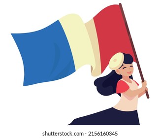 woman with france flag icon isolated