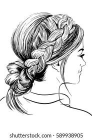 Woman With French Braid Hairstyle