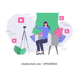 Vídeo de la cámara delantera con estilo de ilustración plana
