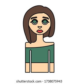 woman front look flat icon