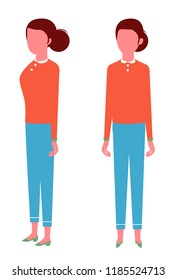 Woman front and side