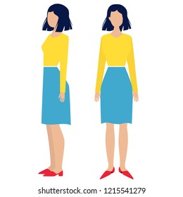 Woman front and side