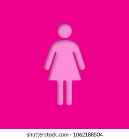 Woman in front view paper cut out icon. Girl. Vector silhouette isolated illustration
