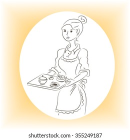Woman with a full tray