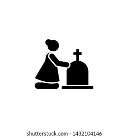 Woman funeral widow weep icon. Element of pictogram death illustration