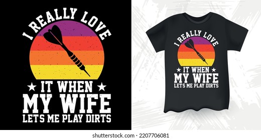 Woman Funny Dart Player Retro Vintage Dart Throwing T-Shirt Design