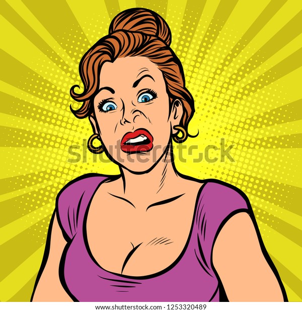 Woman Funny Surprised Face Comic Cartoon Stock Image Download Now