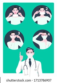 woman gag with worry gesture. Healthy of female wear protective mask against infectious diseases and flu. Stop the infection. Health care concept. Vector illustration cartoon 