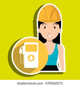 woman gallon gasoline icon vector illustration graphic